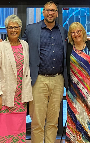 Left to right – Esther Cowley-Malcolm, Dr Marthinuus Bekker, Professor Sally Merry 