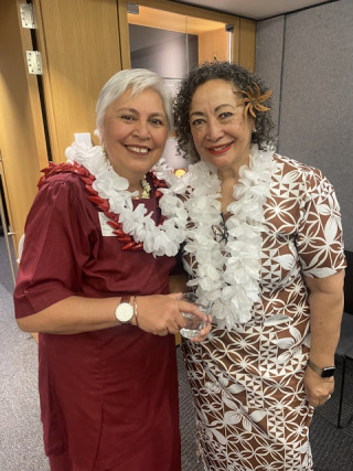 Luamanuvao Dame Winnie Laban (left) with PACIFICA National President, Rebecca Lelaulu (right)