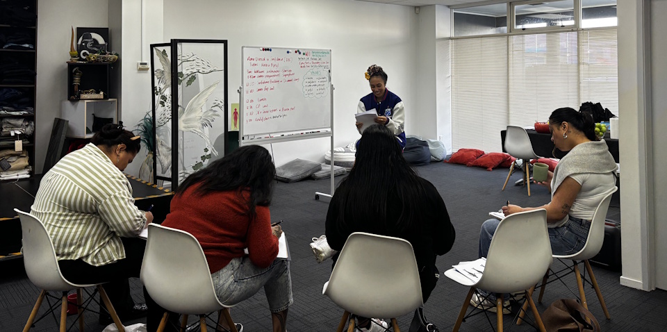 Nora Swann taking wellbeing session with students